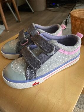 See Kai Run Grey and Pink Velcro Kids Sneakers
